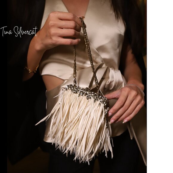 BLOGGER'S FAVE! Zara Top With Bow And Satin Finish Soft Gold NWT - Picture 5 of 16